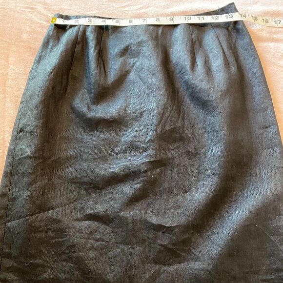 100% LINEN SKIRT AMANDA SMITH VINTAGE PURE LINEN NAVY BLUE SIZE * 6/8 - Picture 13 of 14